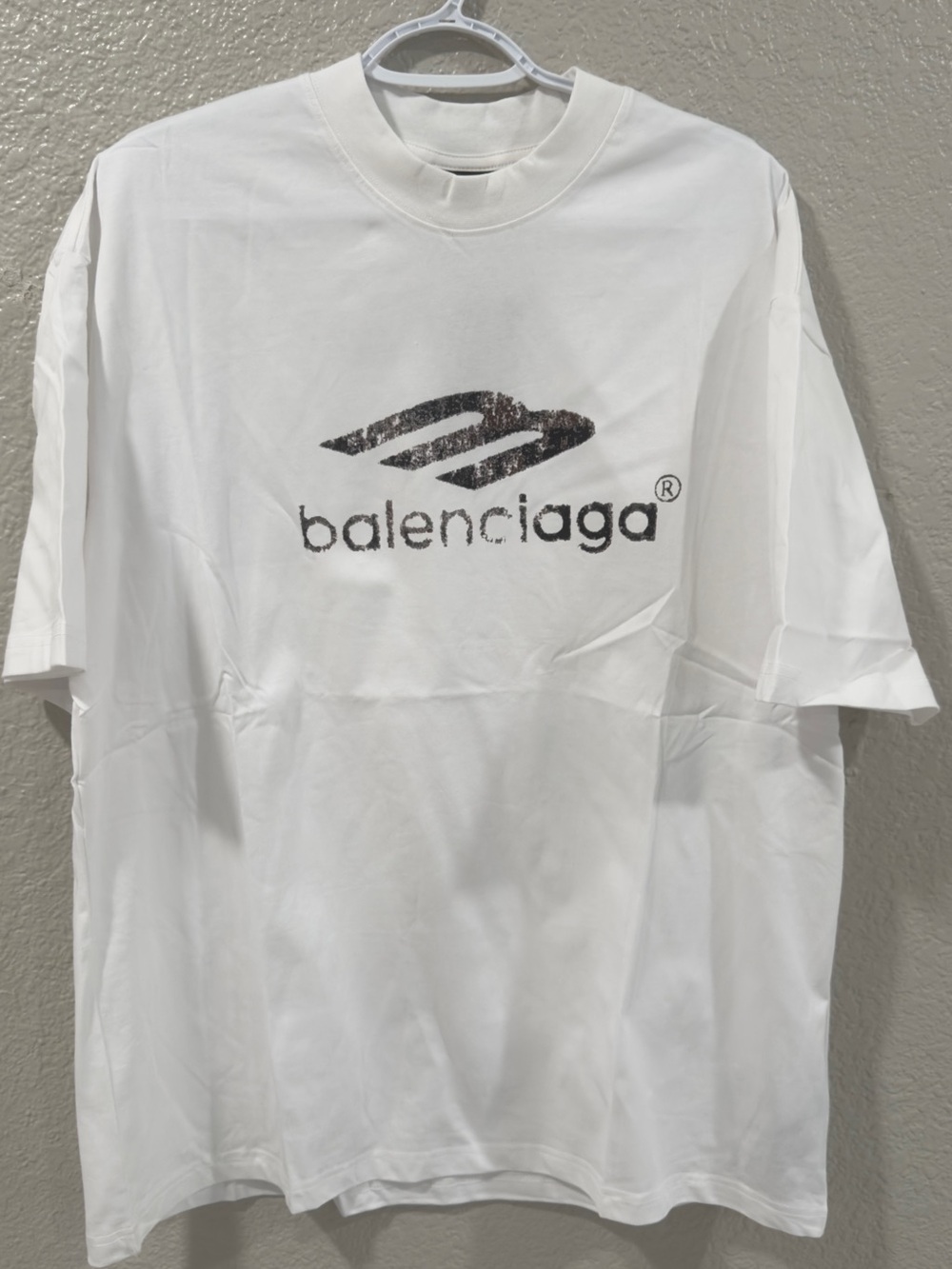 Balenciaga White Logo Crew Neck T-Shirt large oversized like XL